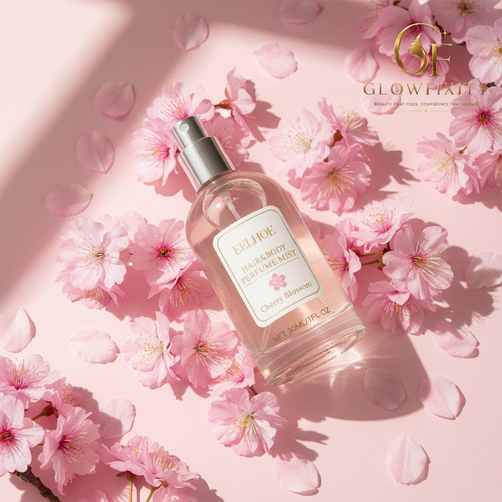 Cherry Blossom Perfume - Flat Lay